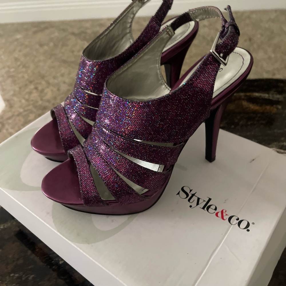 Style & Co. Purple Glitter Women's Heels